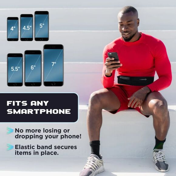 E Tronic Edge Running Belt - Unisex, Phone Holder Waist Belts w/Reflectors Gray - Picture 4 of 6